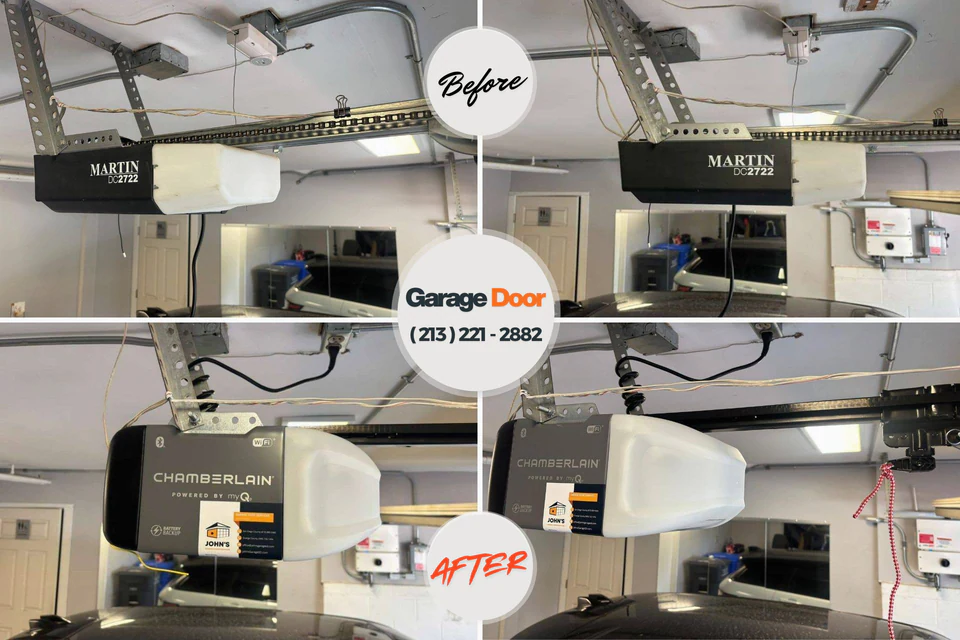 Before and after: garage door repair Takoma Park, MD